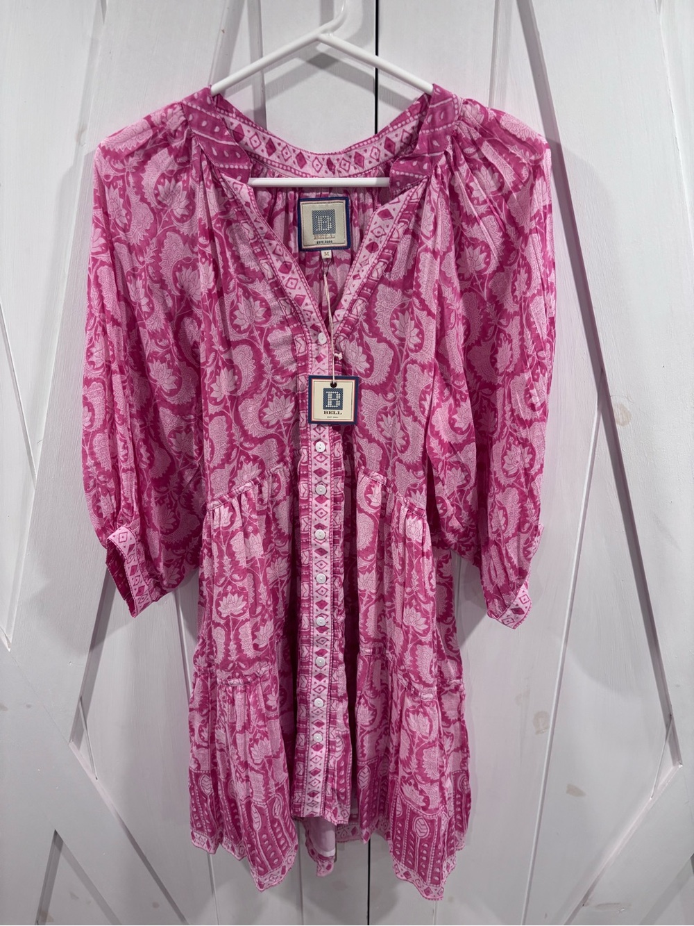 Bright Pink Printed Mini Dress by Banjanan